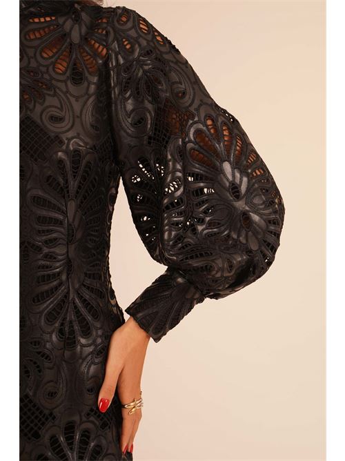 Abito in ecopelle e pizzo twins fantasy | T5012BLACK